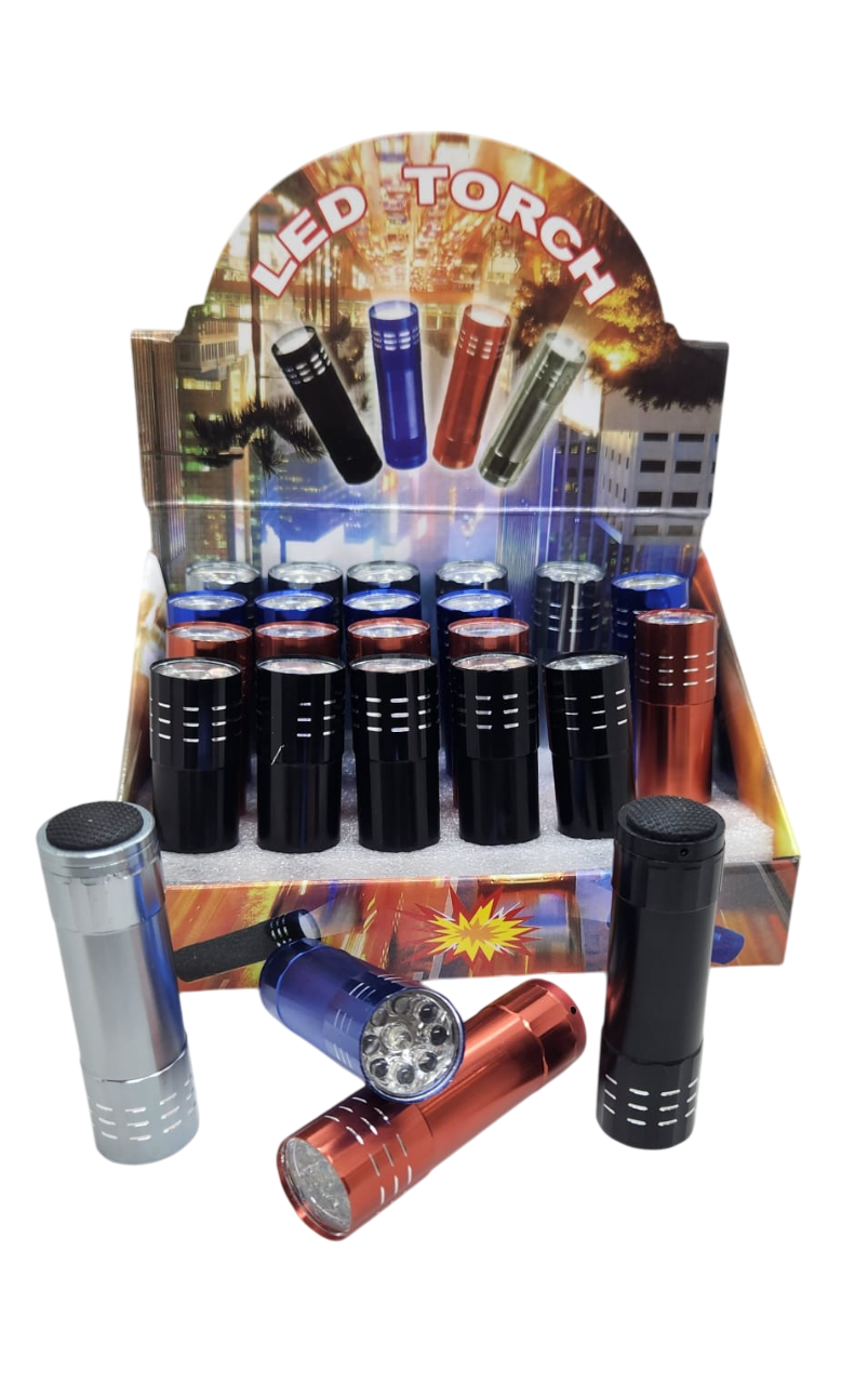 LINTERNA LED * ALUMINIO * METAL CHICA 9 LED (Piilas Incluidas)