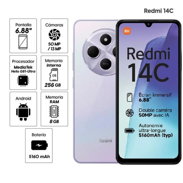 XIAOMI - REDMI 14C LILA - 256GB Liberado // GARANTIA 3 Meses //