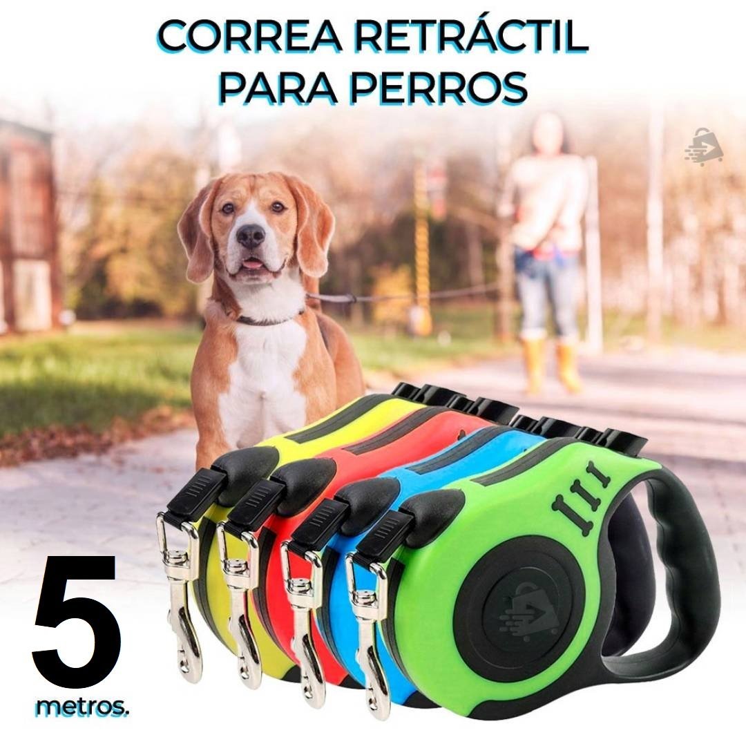 Correas Extensibles 5mts Retráctil Para Mascotas Hasta 15kgs