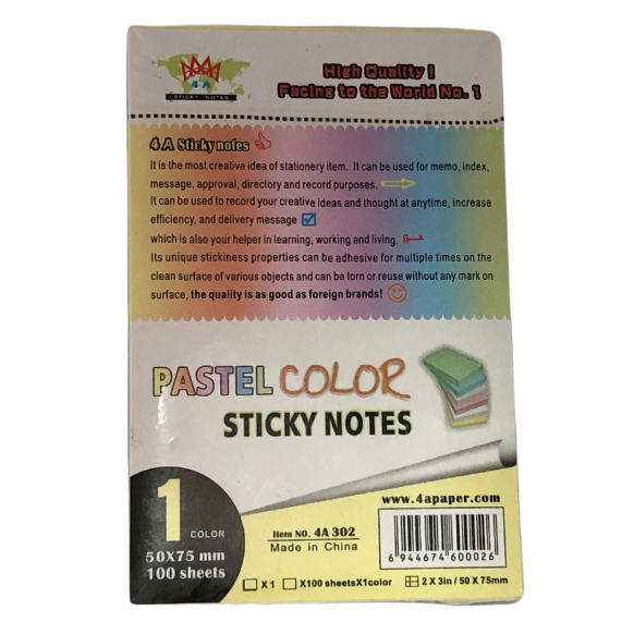 Notas Adhesivas Coxi 50 x 75 " Color Amarillo Pastel "