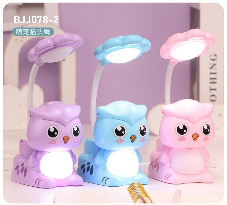 Lampara "Lechuza" Recargable para Escritorio (c/ Bateria incorporada) PortaLapiz + Sacapuntas