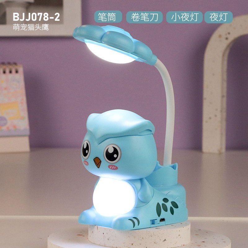 Lampara "Lechuza" Recargable para Escritorio (c/ Bateria incorporada) PortaLapiz + Sacapuntas