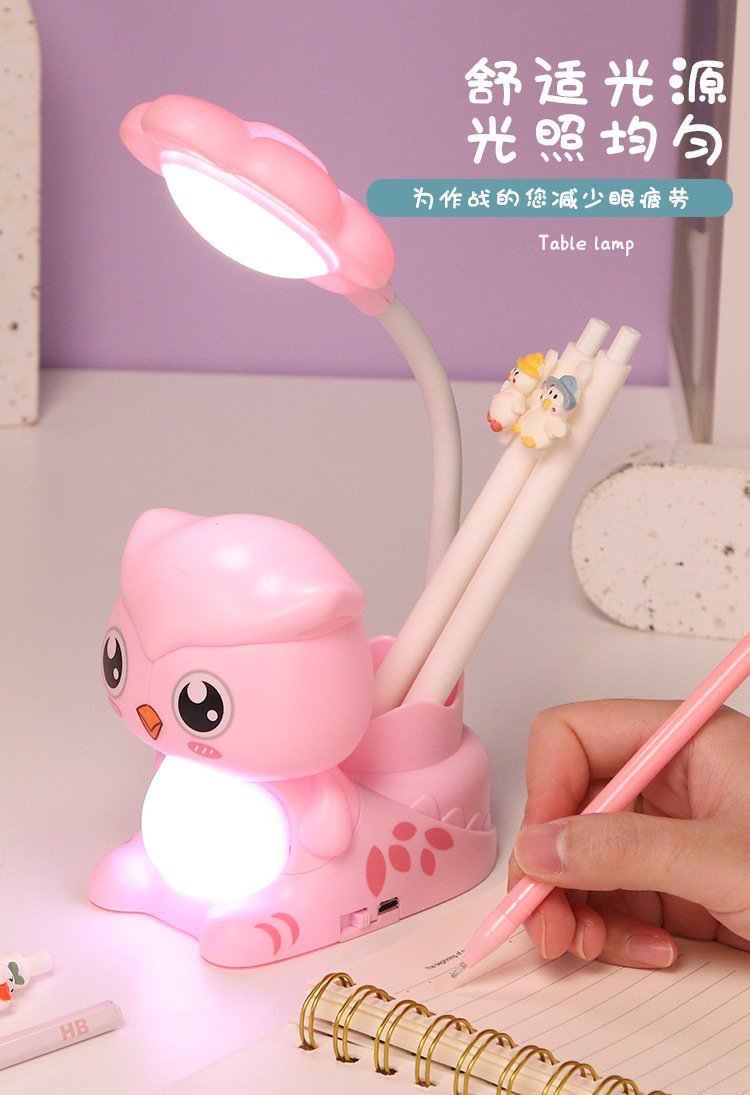 Lampara "Lechuza" Recargable para Escritorio (c/ Bateria incorporada) PortaLapiz + Sacapuntas