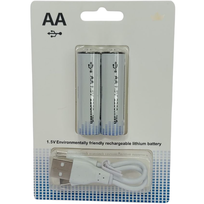 Pilas Recargables c/ USB " AA " 2200 Mah (Blister x 2)