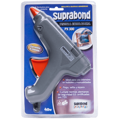 Pistola Encoladora " SUPRABOND " Grande 40 W (super Potente) + 2 barras de silicona de Regalo!
