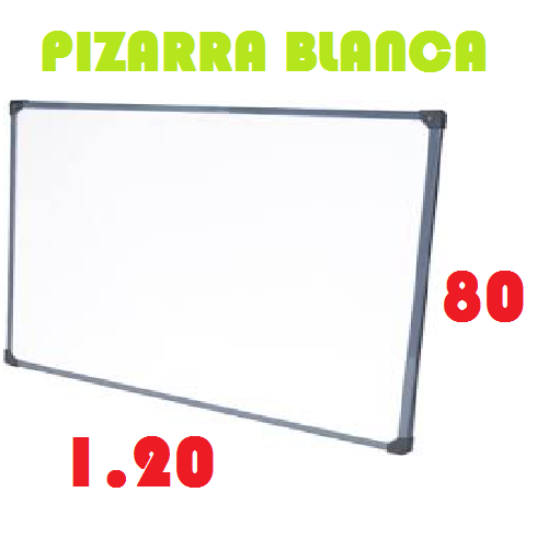 Pizarra Blanca Liggo 80 x 1.20 + Soporte para colgar + Soporte para B0rrador (Marco Reforzado)