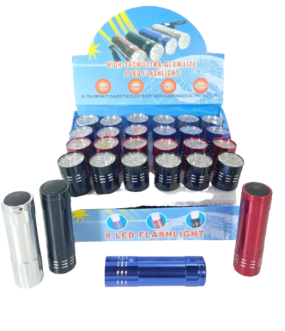 LINTERNA LED * ALUMINIO * METAL CHICA 9 LED (Piilas Incluidas)