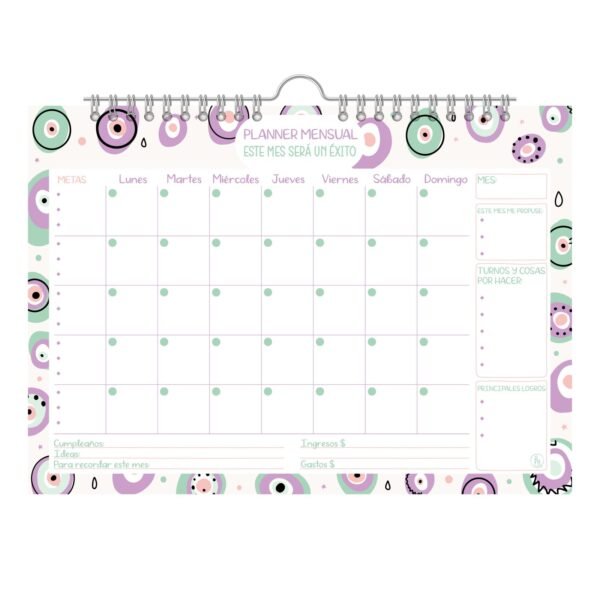 Planner Mensual * CONFIA * Tipo Perchita 35 x 25 RY 15 Hojas