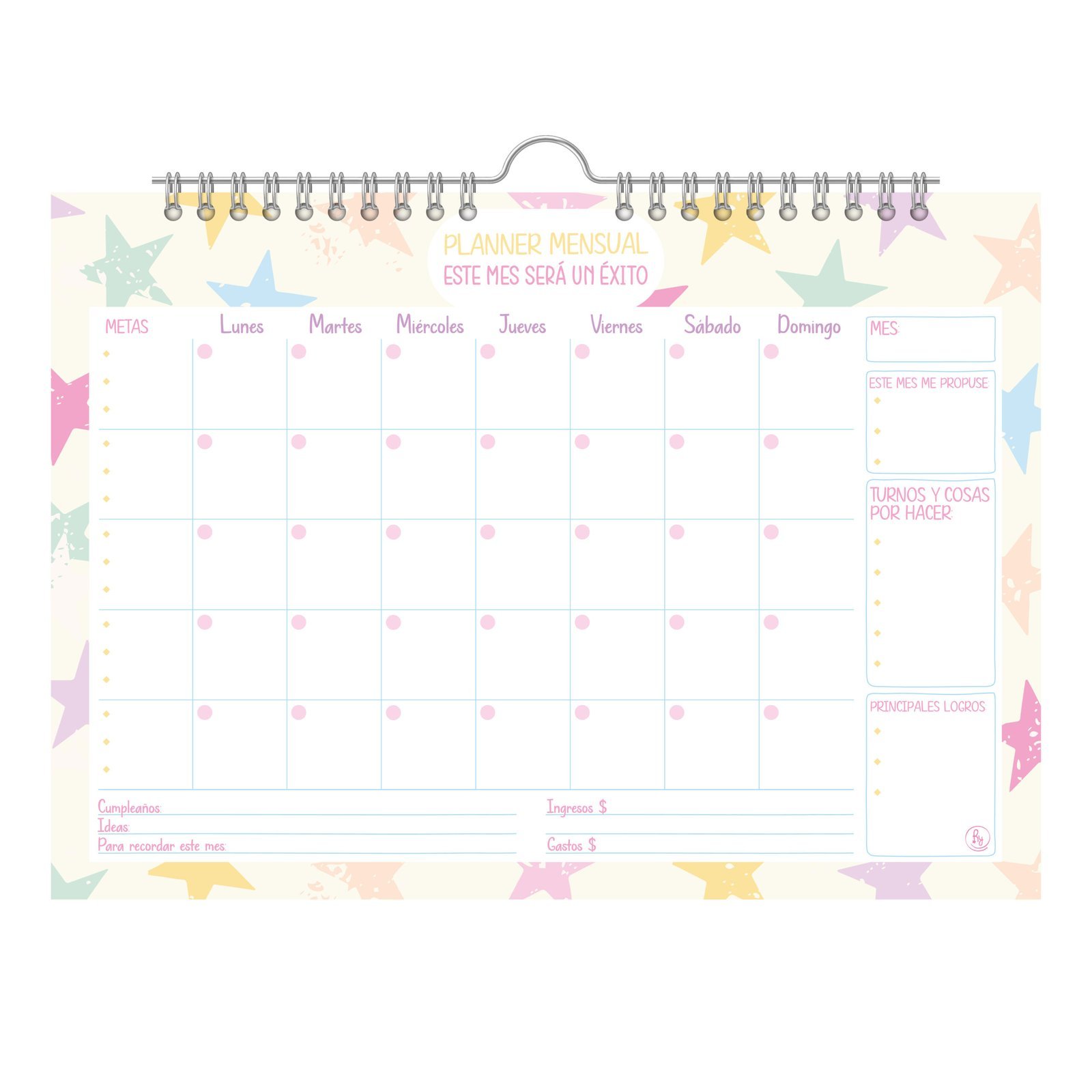 Planner Mensual * LO MEJOR * Tipo Perchita 35 x 25 RY 15 Hojas