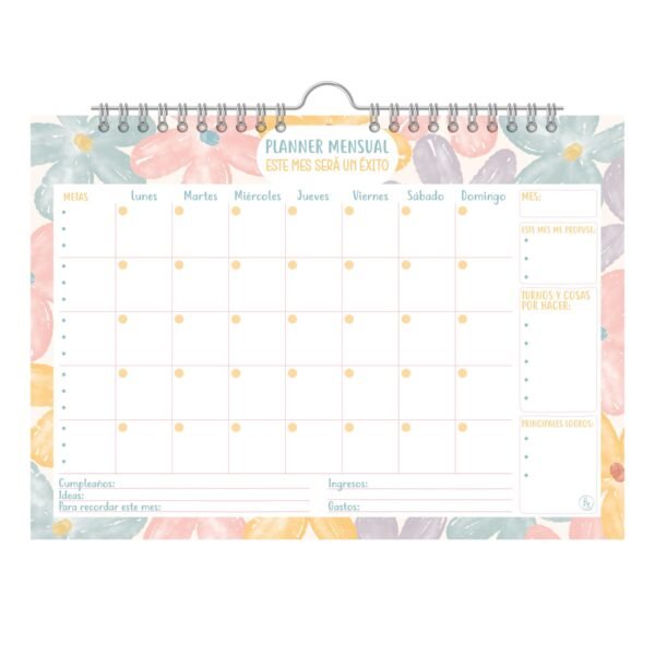 Planner Mensual * MARGARITA * Tipo Perchita 35 x 25 RY 15 Hojas