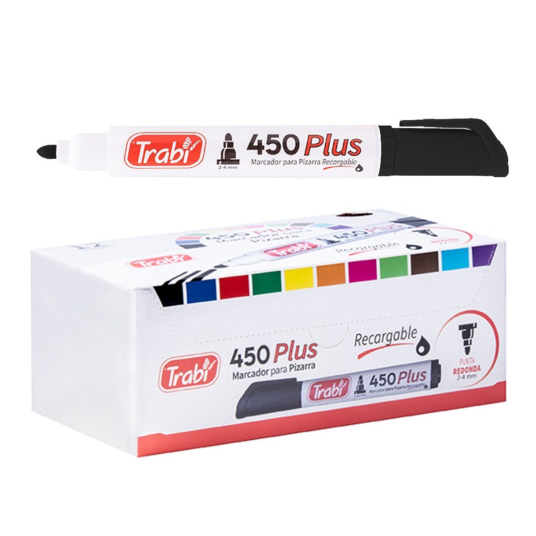 ||OFERTA EFECTIVO / TRANSFERENCIA|| Marcador para Pizarra ** Negro 450 (CAJA x 12) **  RECARGABLE Trabi