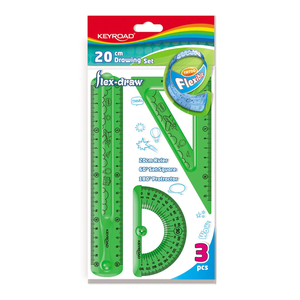 Set Geometria FLEXIBLE KEYROAD 20 cm 3 piezas