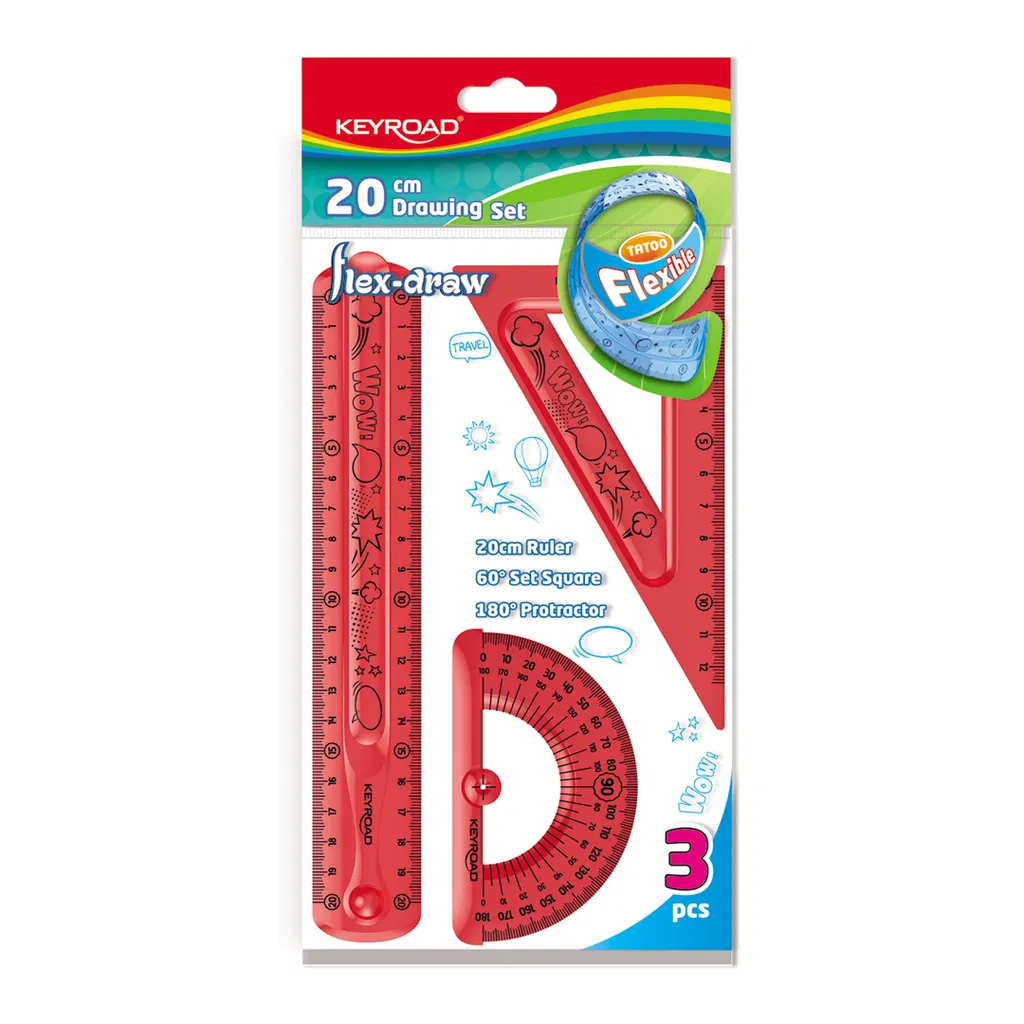 Set Geometria FLEXIBLE KEYROAD 20 cm 3 piezas