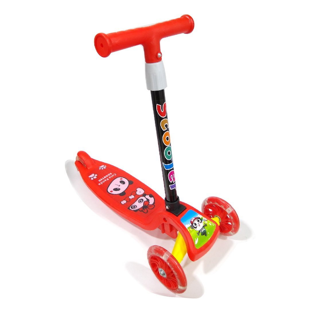 Monopatin Plegable - Scooter Rojo - 3 Ruedas c/ Luz