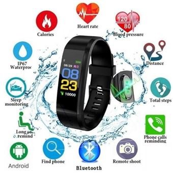 Reloj Brazalete "115 PLUS" Smart Band (NEGRO)