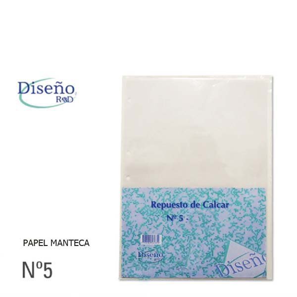 Repuesto " Calcar N° 5 " Diseño Papel Manteca x 8 hojas Escolar  (Dibujo)
