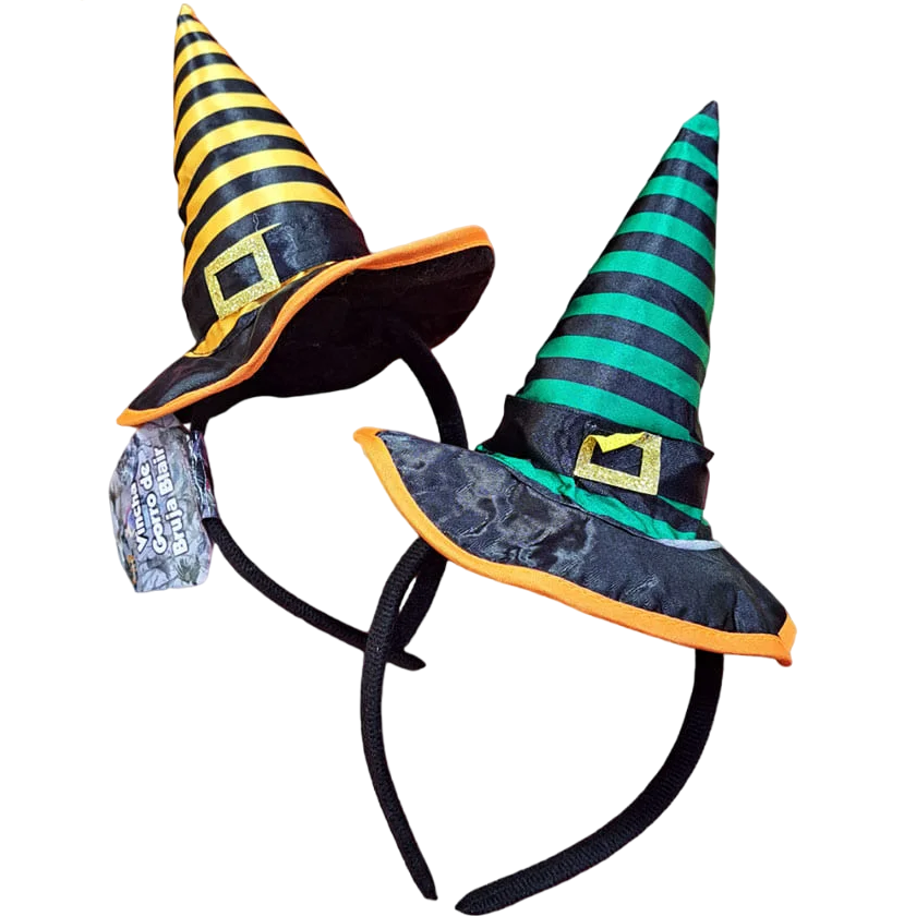 VINCHA GORRO DE BRUJA HALLOWEEN * Verde c/ Negro *