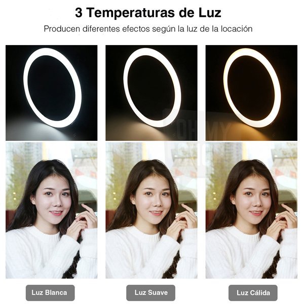 Aros de Luz Led 26 CM 10" Blanco (3 Intensidades variables)  (NO INCLUYE TRIPODE)