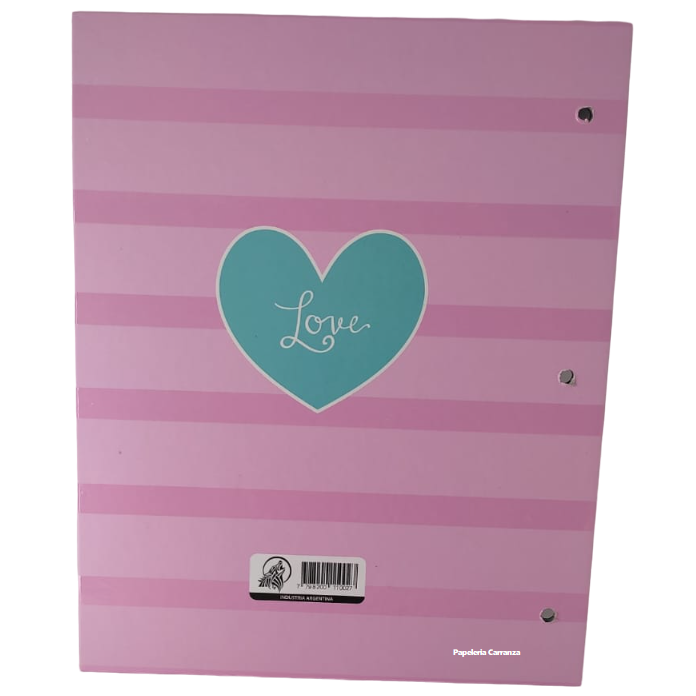 Tapa de Carpeta Escolar N3 "CORAZON LOVE "