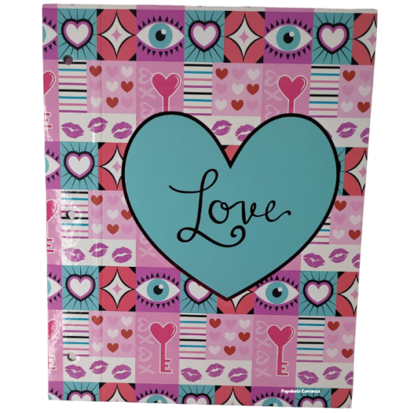 Tapa de Carpeta Escolar N3 "CORAZON LOVE "