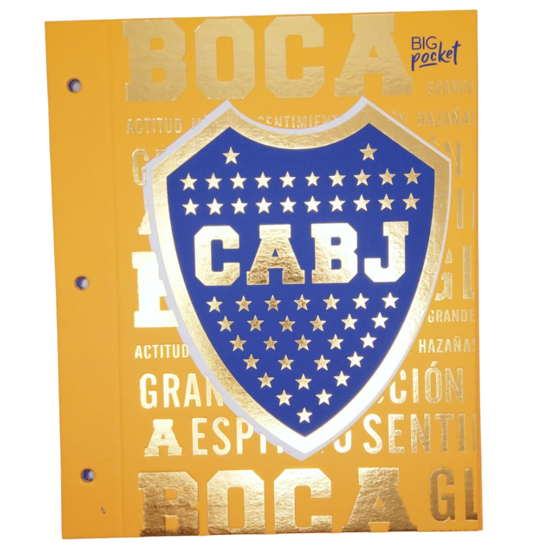 Tapa de Carpeta Escolar N3 " ESCUDO DE BOCA DORADO " PPR (BOCA JUNIORS)