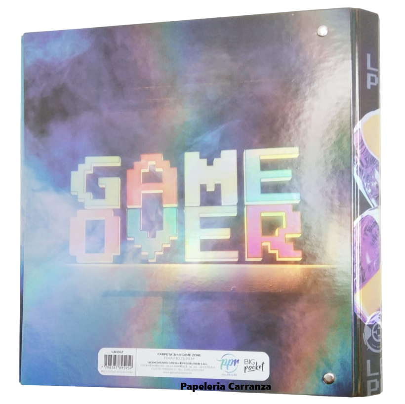 Carpetas 3 anillos PPR " J0ystick Play Holográfico" (Gamer)