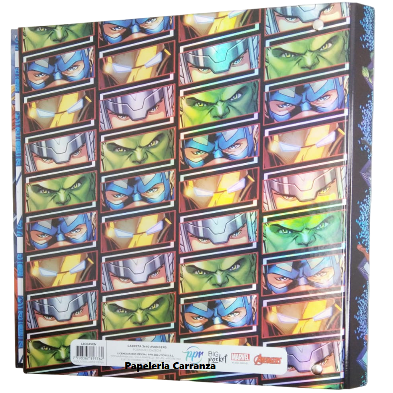 Carpetas 3 anillos PPR " Avengers Holográfico 1" (Vengadores) Marvel