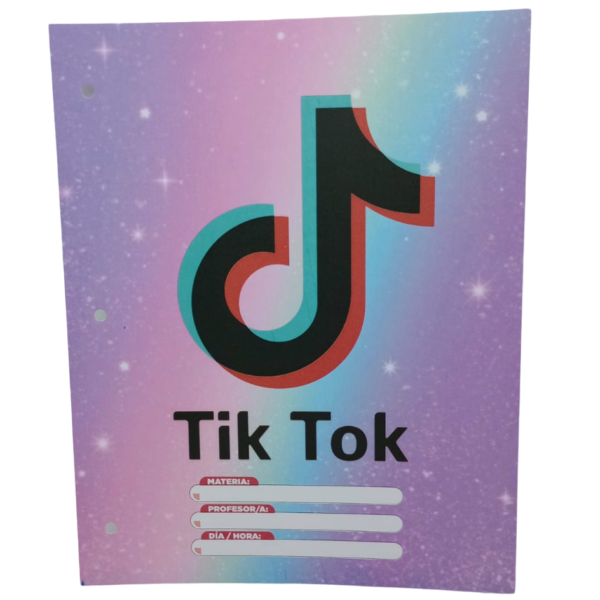 Separadores de Materias de Carttulina "Tik Tok" Tamaño Escolar (Fantasia)  + Reegla de Carttulina