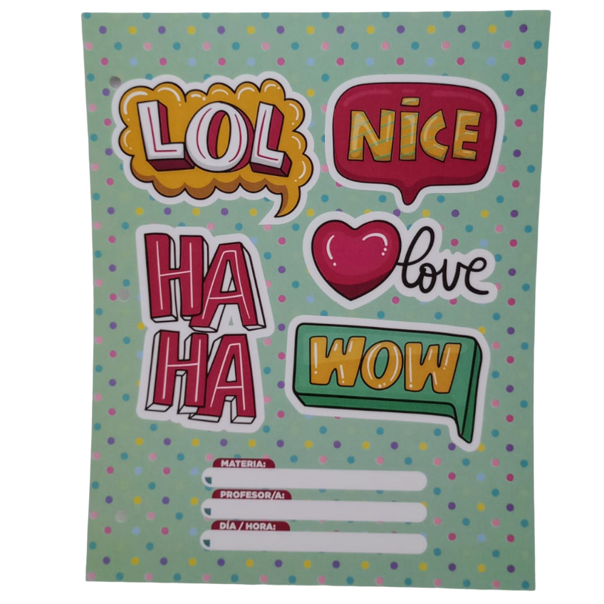 Separadores de Materias de Carttulina "Nice Love" Tamaño Escolar (Fantasia)  + Reegla de Carttulina