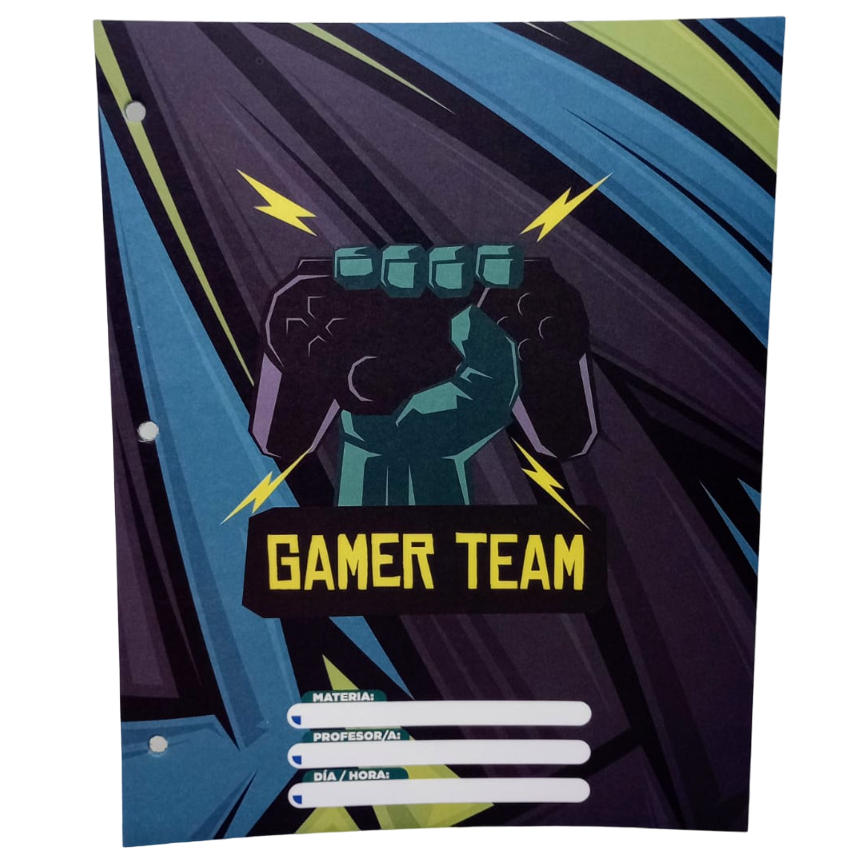 Separadores de Materias de Carttulina "Gamer Team" Tamaño Escolar (Fantasia)  + Reegla de Carttulina