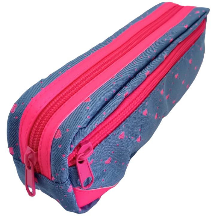 CARTUCHERAS 2 Cierres " Rosa Flúo Jean " Olami TAMAÑO MEDIANO