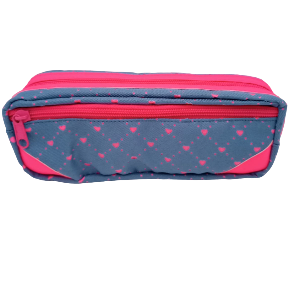 CARTUCHERAS 2 Cierres " Rosa Flúo Jean " Olami TAMAÑO MEDIANO