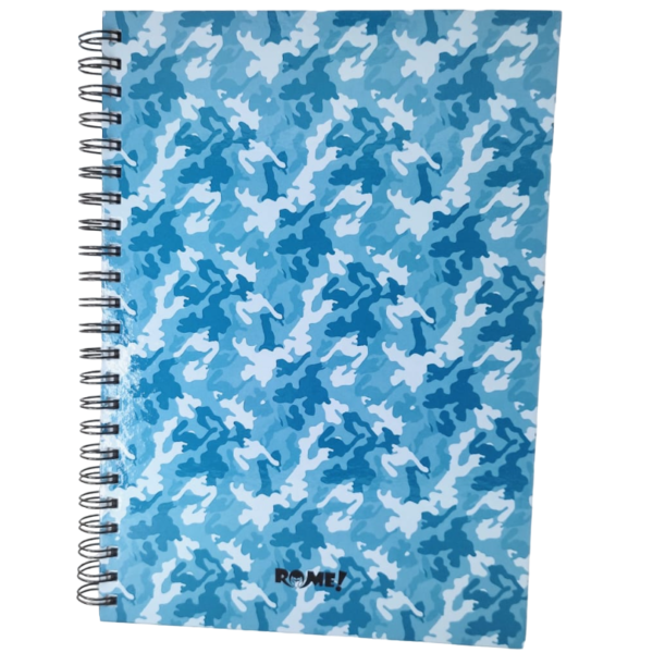 CUADERNOS UNIVERSITARIOS C/ ESPIRAL ” Azul Camuflado ” ROME A4 Hojas Rayadas