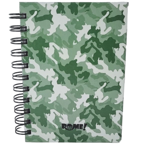 LIBRETAS TAPA DURA C/ ESPIRAL 10 X 15 ”Verde Camuflado” A6 ROME (HOJA RAYADA)