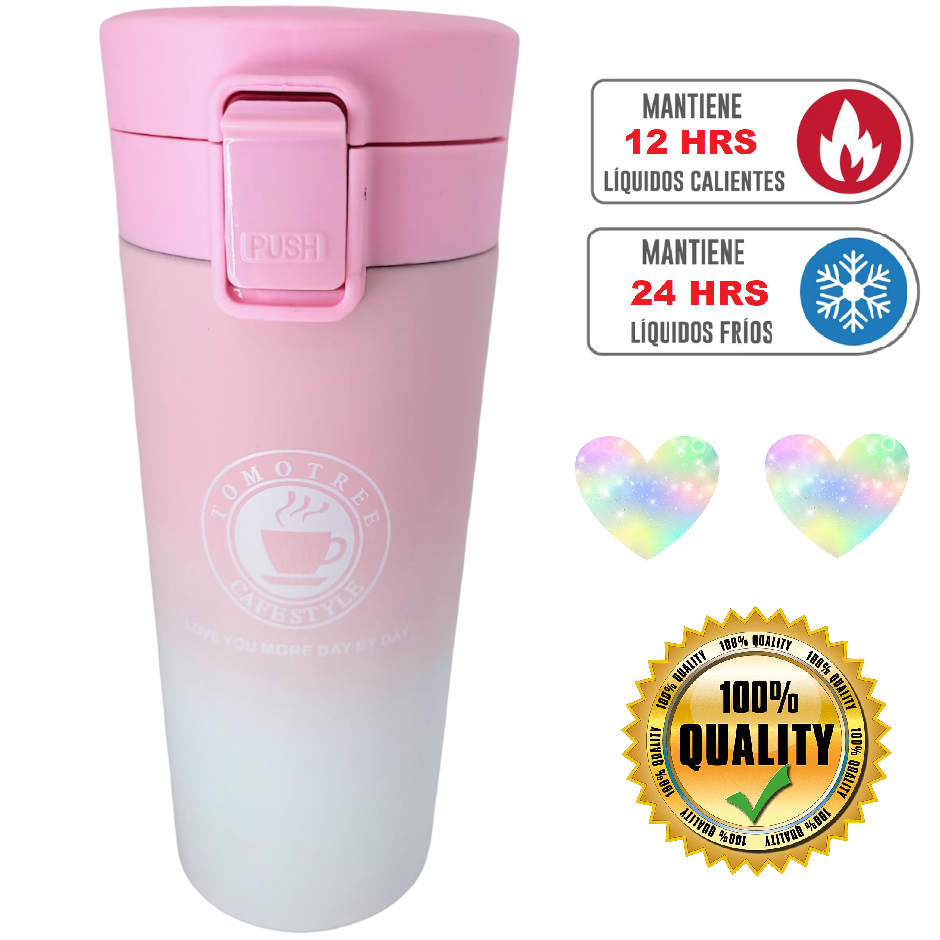 TERMO PASTEL COMBINADO "TIPO STARBUCKS" PREMIUM 500 ML - ACERO INOXIDABLE (DOBLE CAPA) - C/ FILTRO (VASO TERMICO)