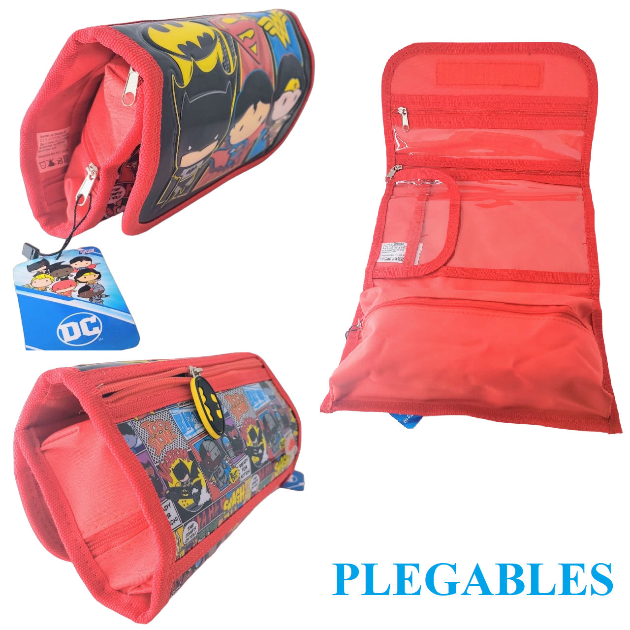 Cartucheras Plegables CRESKO * LIGA DE LA JUSTICIA * (Grande)