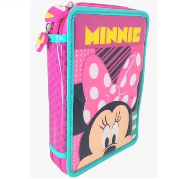 KIT SET * CARTUCHERAS CRESKO "MINNIE" 2 PISOS REFORZADAS + 12 LAPIICES DE COLORES + 4 LAPIIZ NEGRO + G0MA DE BORRAR + SAKPUNTAS *