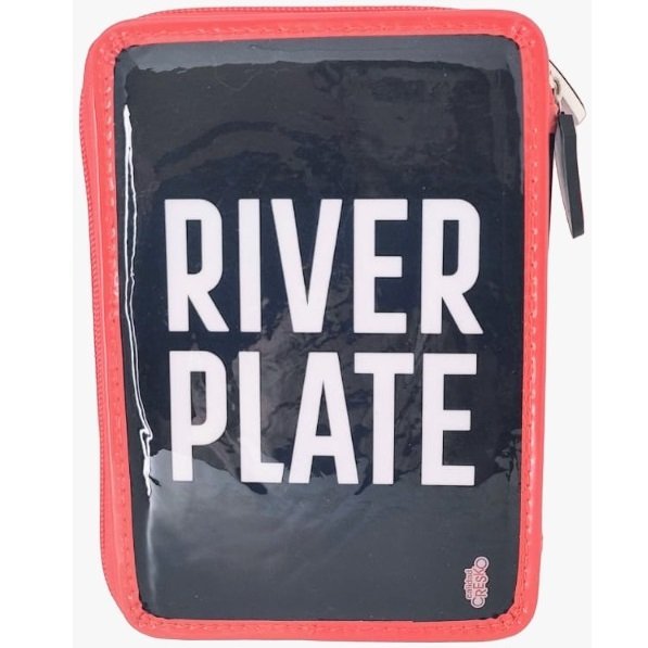 KIT SET * CARTUCHERAS CRESKO "RIVER PLATE" 2 PISOS REFORZADAS + 12 LAPIICES DE COLORES + 4 LAPIIZ NEGRO + G0MA DE BORRAR + SAKPUNTAS *