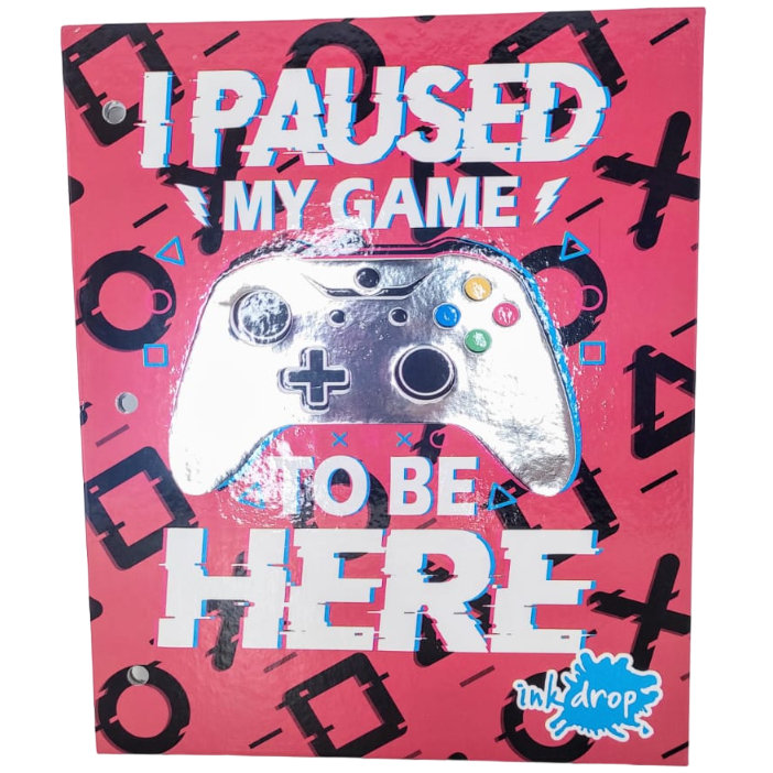 Tapa de Carpeta Escolar N3 " PAUSED MY GAME "