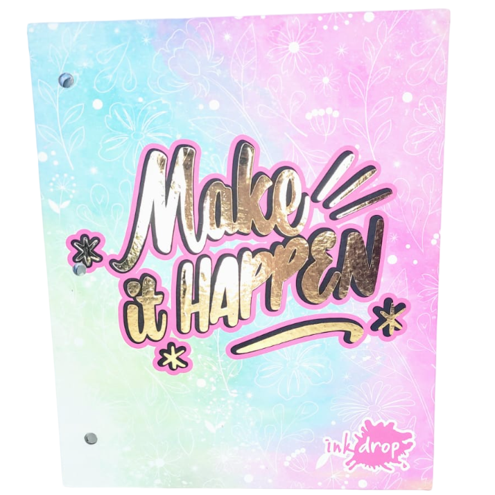 Tapa de Carpeta Escolar N3 " MAKE IT HAPPEN (PASTEL) "