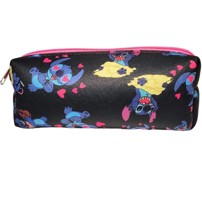 CARTUCHERAS NEOPRENE " STITCH " TAMAÑO MEDIANO (LAVABLES) Cod 108