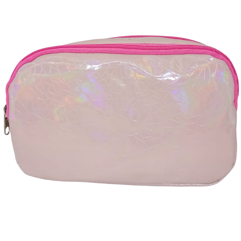 CARTUCHERAS DOBLE CIERRE TORNASOLADA "ROSA PASTEL" TAMAÑO GRANDE Cod 302