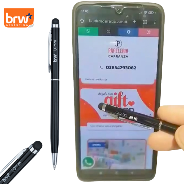 Lapiceras C/ Tactil * TOUCH PRIME * Para Celular + Boligrafo tinta Azul (Linea PREMIUM) BRW