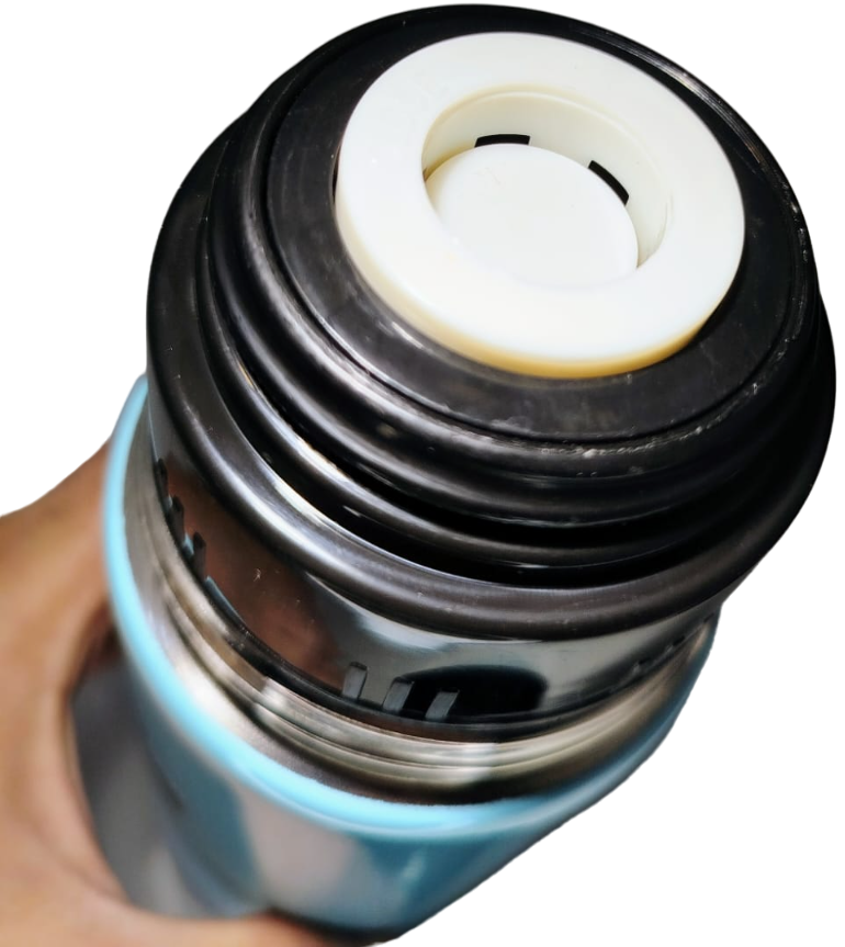 Termo Bala *Brikenia Pastel Bicolor* Acero Inoxidable 1 Litro C/ Funda y correa + Cuchara metalica (Tapón 1 toque)