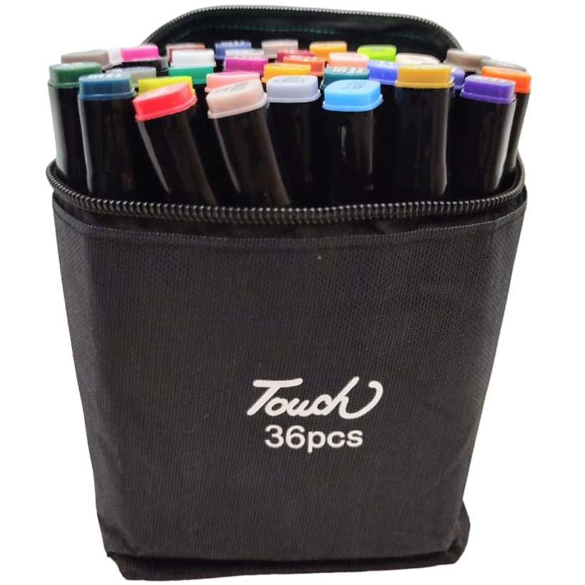 Kit de Marcadores Touch de Artistica * Doble Punta x 36 Unidades + Estuche de Tela c/ Base * Premium