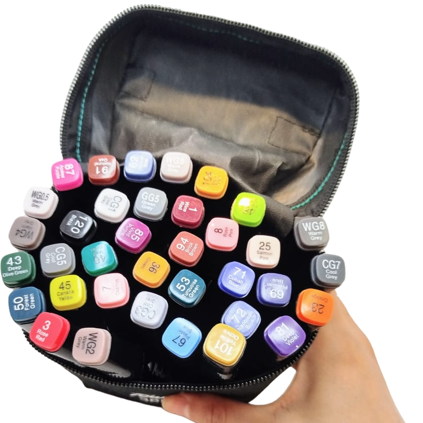 Kit de Marcadores Touch de Artistica * Doble Punta x 36 Unidades + Estuche de Tela c/ Base * Premium