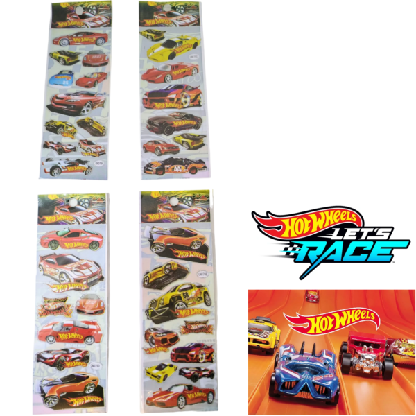 Plancha de Stickers * HOT WHEELS * (AUTOS DE CARRERA)