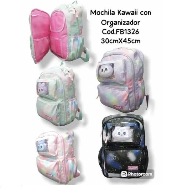 Mochila Kawaii Pastel " Lechuza " Con Organizador - Grande (Excelente Calidad) Multi compartimiento