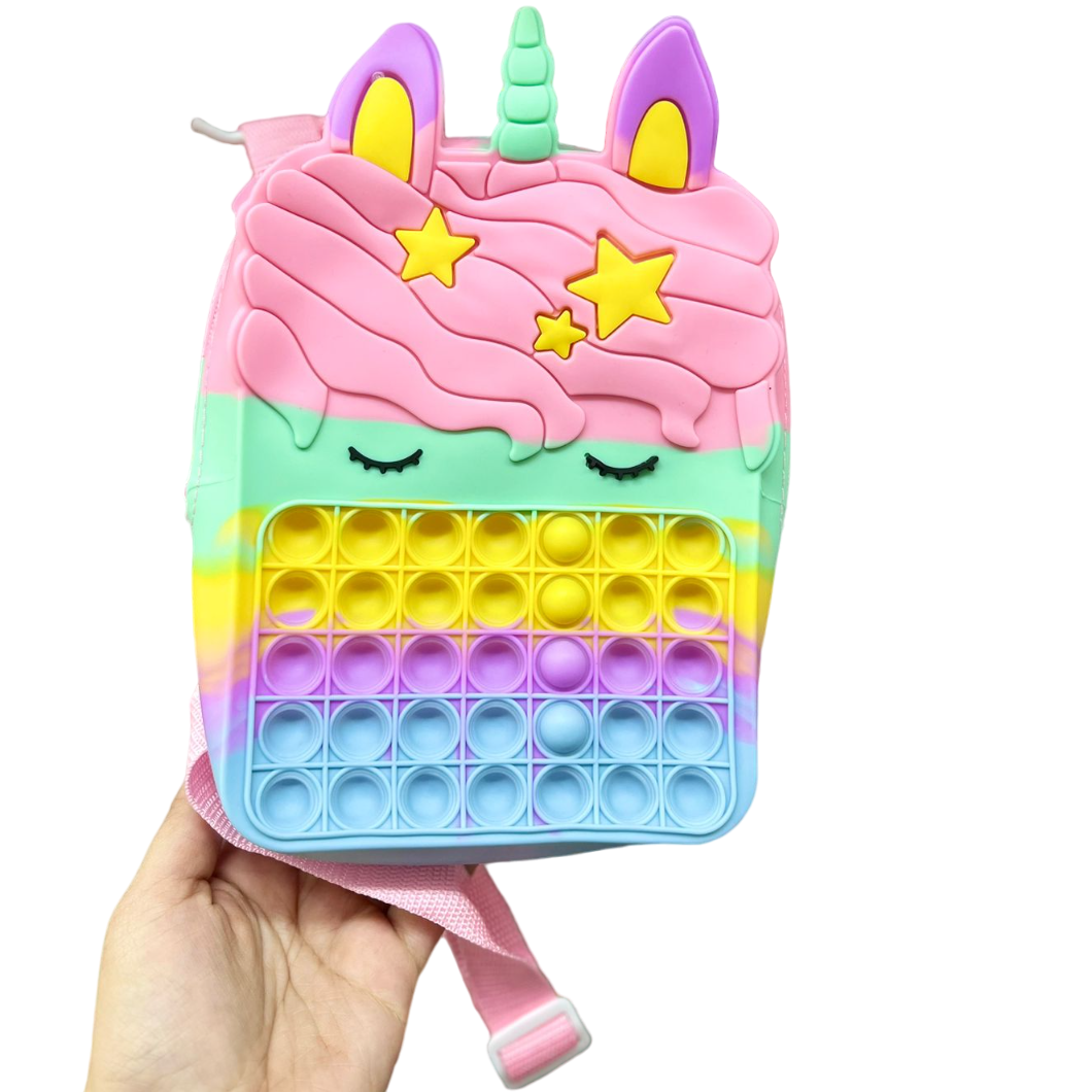 Mochilas Silicona " UNICORNIOS CON POP IT " Infantiles