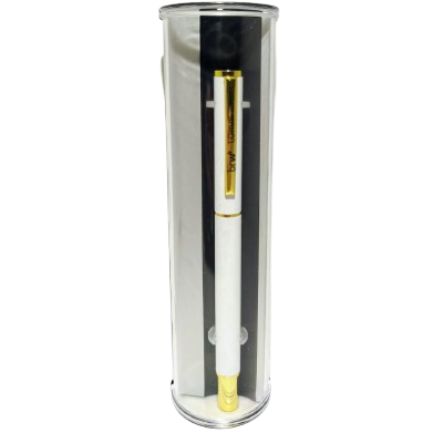Lapicera Metálica * BLANCA c/ Estuche de Regalo * PREMIUM c/ detalles en Dorado BRW